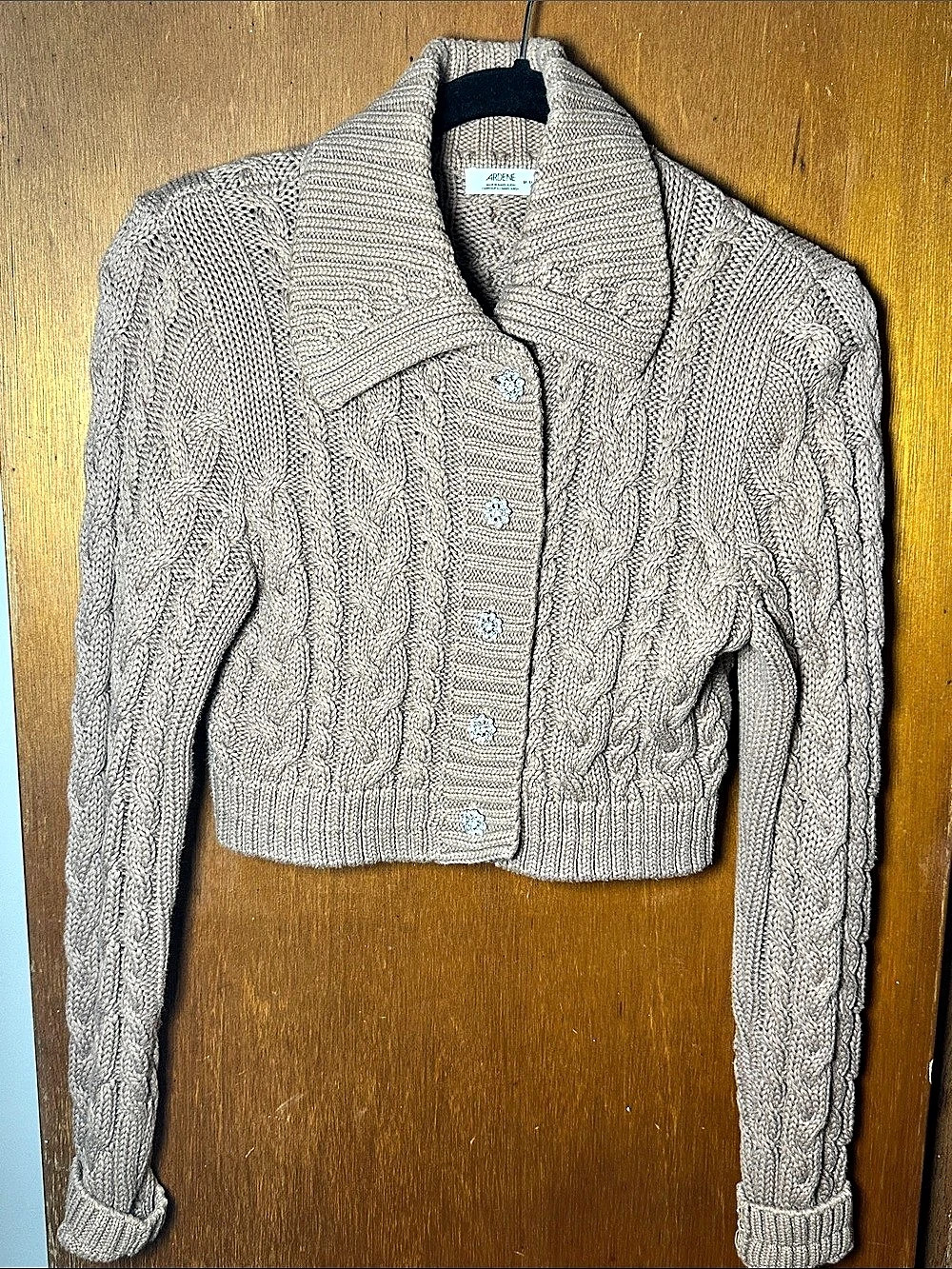 Cable Knit Cardigan in Brown Size Medium - Ardene